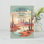 Retro Cactus Succulenten Bruiloft Kaart (Staand voorkant)