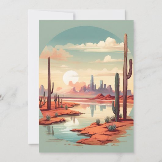 Retro Cactus Succulenten Bruiloft Kaart (Achterkant)