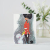  retro cadeau geven kind kerst briefkaart (Staand voorkant)