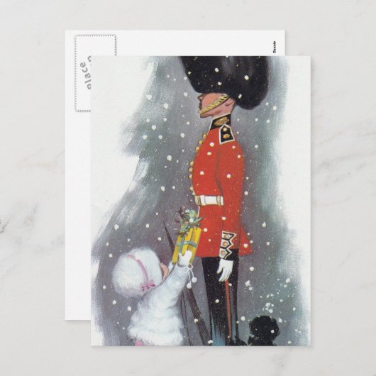 retro cadeau geven kind kerst briefkaart (Voorkant / Achterkant)