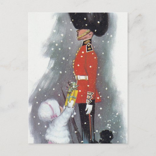  retro cadeau geven kind kerst briefkaart (Voorkant)