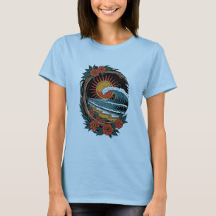 Retro Cadeau Voor Bloemenstrandliefhebber Zonsonde T-shirt