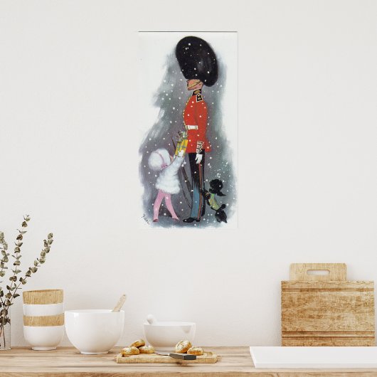  retro cadeau voor meisje kerstmis poster (Keuken)