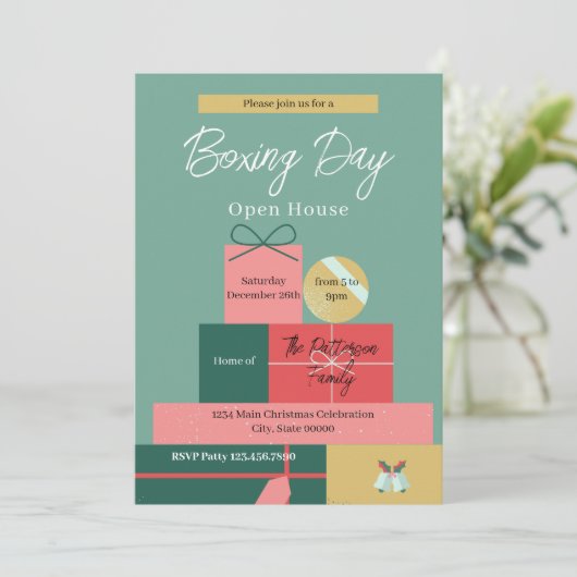 Retro Cadeauboxen Unieke Boxing Day Holiday Kaart (Staand voorkant)