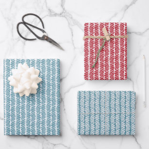 Retro-cadeaupapier met donkerrood, turquoise, blau inpakpapier vel