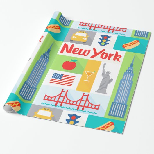 retro - cadeaupapier uit de nieuwe york - stad (Uitgerold)
