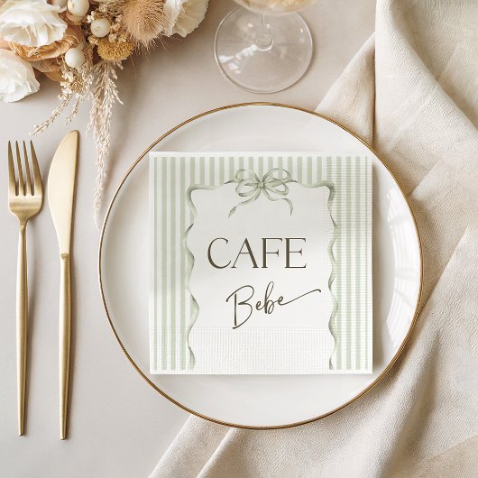 Retro Cafe Bebe Neutral Bow Coffee Baby Shower Servet