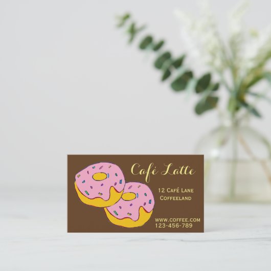 Retro cafe coffeeshop schattige donuts visitekaartje (Staand voorkant)
