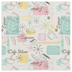 Retro Cafe Italiano Print , middeneeuwse moderne Stof
