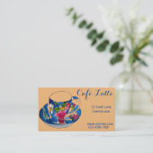 Retro café koffieontwerper theebeker visitekaartje (Staand voorkant)