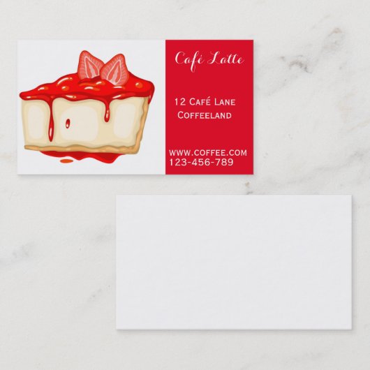 Retro café koffiewinkel schattige aardbeienkaas visitekaartje (Voorkant / Achterkant)