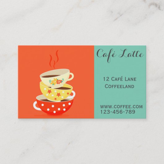 Retro cafe koffiewinkel  stijlvol visitekaartje (Voorkant)