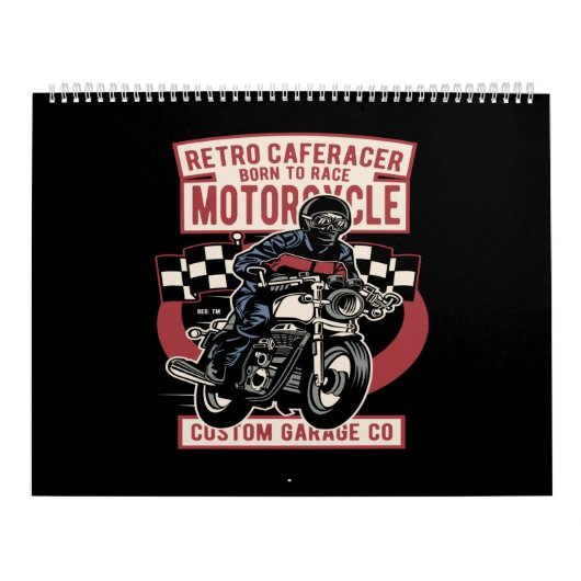 retro cafe racer , geboren in race motor kalender (Hoes)