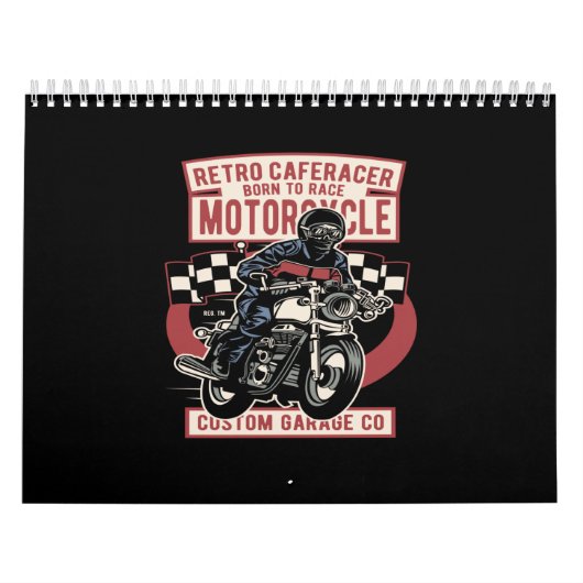 retro cafe racer , geboren in race motor kalender (Hoes)
