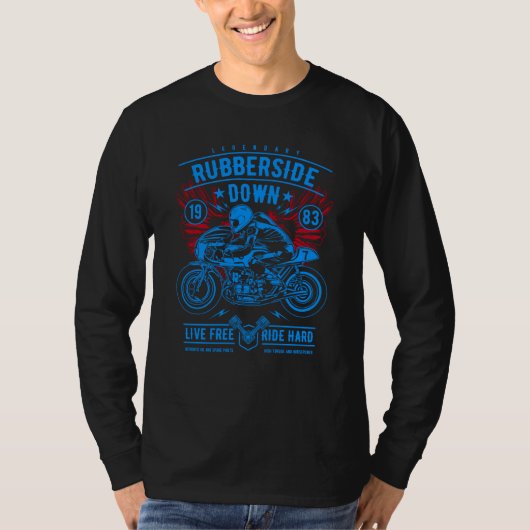 Retro Cafe Racer Rubberside Down Motorcycle Race   T-shirt (Voorkant)