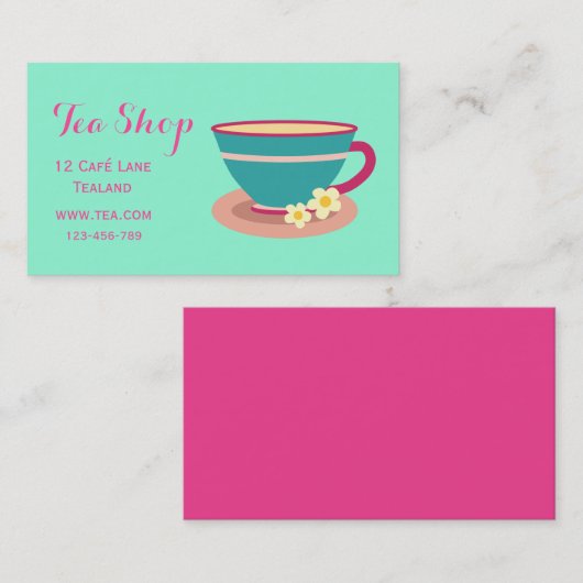 Retro cafe theeshop designer theekopje visitekaartje (Voorkant / Achterkant)