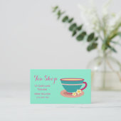 Retro cafe theeshop designer theekopje visitekaartje (Staand voorkant)