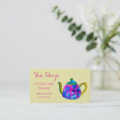 Retro cafe theewinkelontwerper teacup visitekaartje (Staand voorkant)