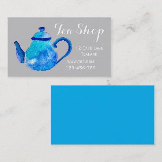 Retro café theewinkelontwerper teapot visitekaartje (Voorkant / Achterkant)