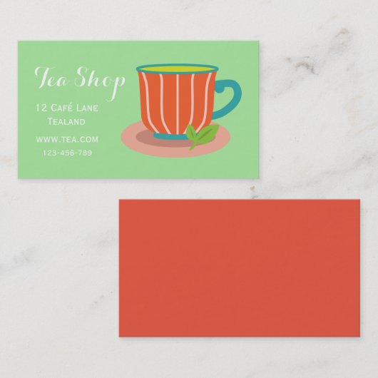 Retro café theewinkelontwerper theepot visitekaartje (Voorkant / Achterkant)