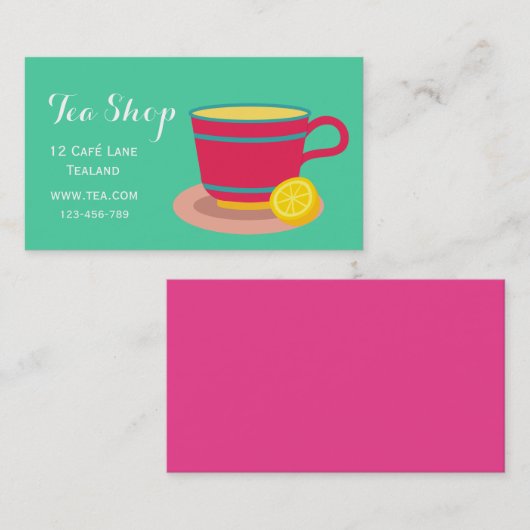 Retro café theewinkelontwerper theepot visitekaartje (Voorkant / Achterkant)