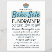 Retro Cake Design, Charity Bake Sale Event Advert Flyer (Voorkant)
