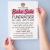 Retro Cake Design, Charity Bake Sale Event Advert Flyer (Hand)