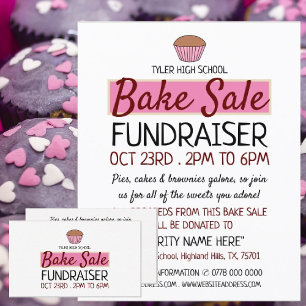 Retro Cake Design, Charity Bake Sale Event Advert Visitekaartje