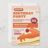 Retro Cake Kids Verjaardagsfeest Kaart (Voorkant)