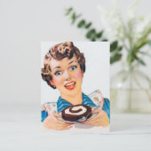 retro  cake lady briefkaart (Staand voorkant)