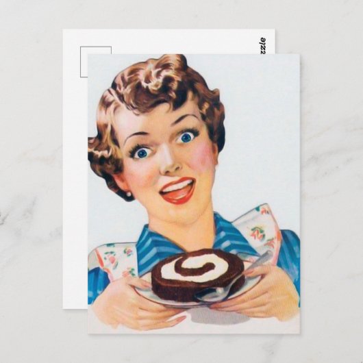retro  cake lady briefkaart (Voorkant / Achterkant)