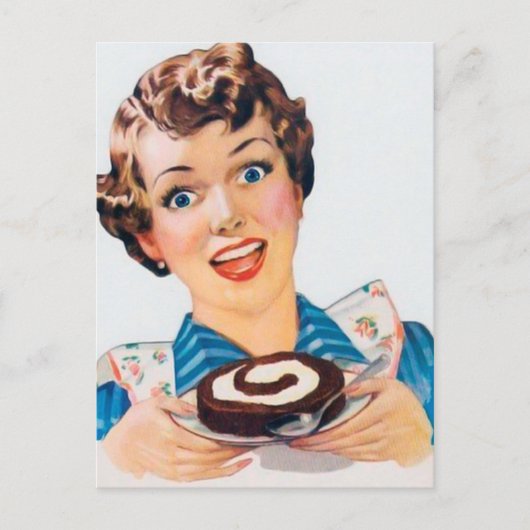 retro  cake lady briefkaart (Voorkant)