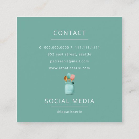  Retro Cake Mixer Bakkerij Gebak Chef Vierkante Visitekaartje (Achterkant)