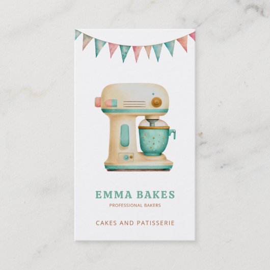 Retro Cake Mixer Bakkerij Gebak Chef Visitekaartje (Voorkant)