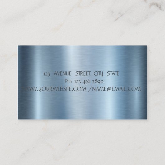 Retro Cake Mixer Bloem Blauw Metallic Visitekaartje (Achterkant)