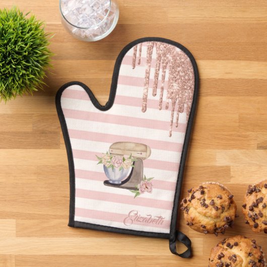 Retro Cake Mixer,Glitterdruppels, Strepen Ovenwant (Top down)