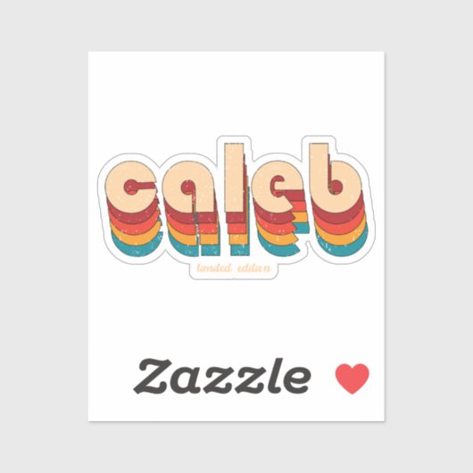Retro Caleb Naam Sticker (Vel)