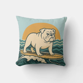 Retro Cali Surfer Hond Omkeerbare Surfplank Grafis Kussen