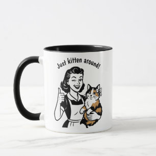 Retro Calico Cat 50s Vrouw Gift Mok