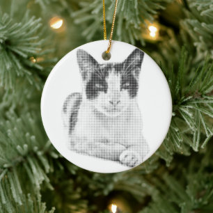 Retro Calico Halftone Keramisch Ornament