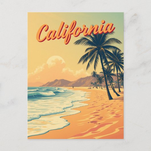  Retro California Beach Reizen Briefkaart (Voorkant)