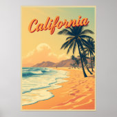 Retro California Beach Reizen Poster (Voorkant)