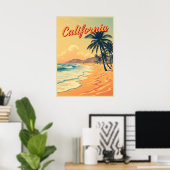 Retro California Beach Reizen Poster (Thuiskantoor)