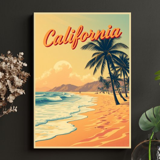 Retro California Beach Reizen Poster