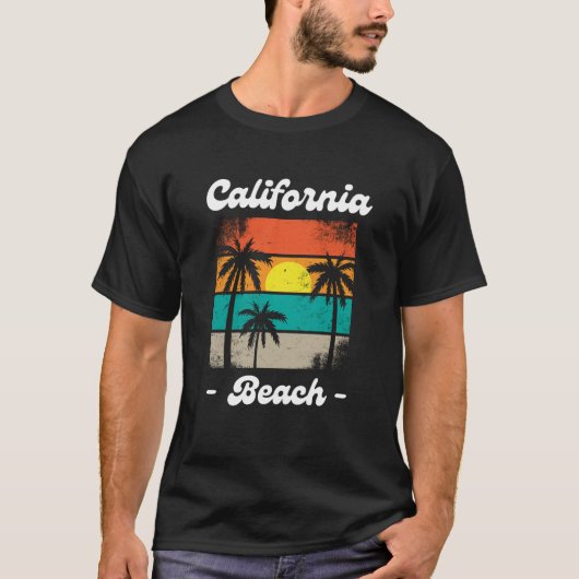 Retro California Beach Sunset Art T-shirt (Voorkant)