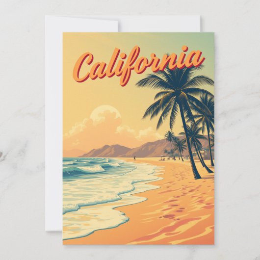  Retro California Beach Travel Kaart (Voorkant)