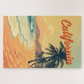 Retro California Beach Travel Kaart Legpuzzel (Horizontaal)