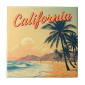  Retro California Beach Travel Kaart Tegeltje (Voorkant)