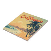  Retro California Beach Travel Kaart Tegeltje (Zijkant)