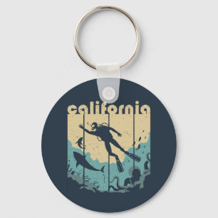 Retro California Diving Cool Scuba Diver Sleutelhanger